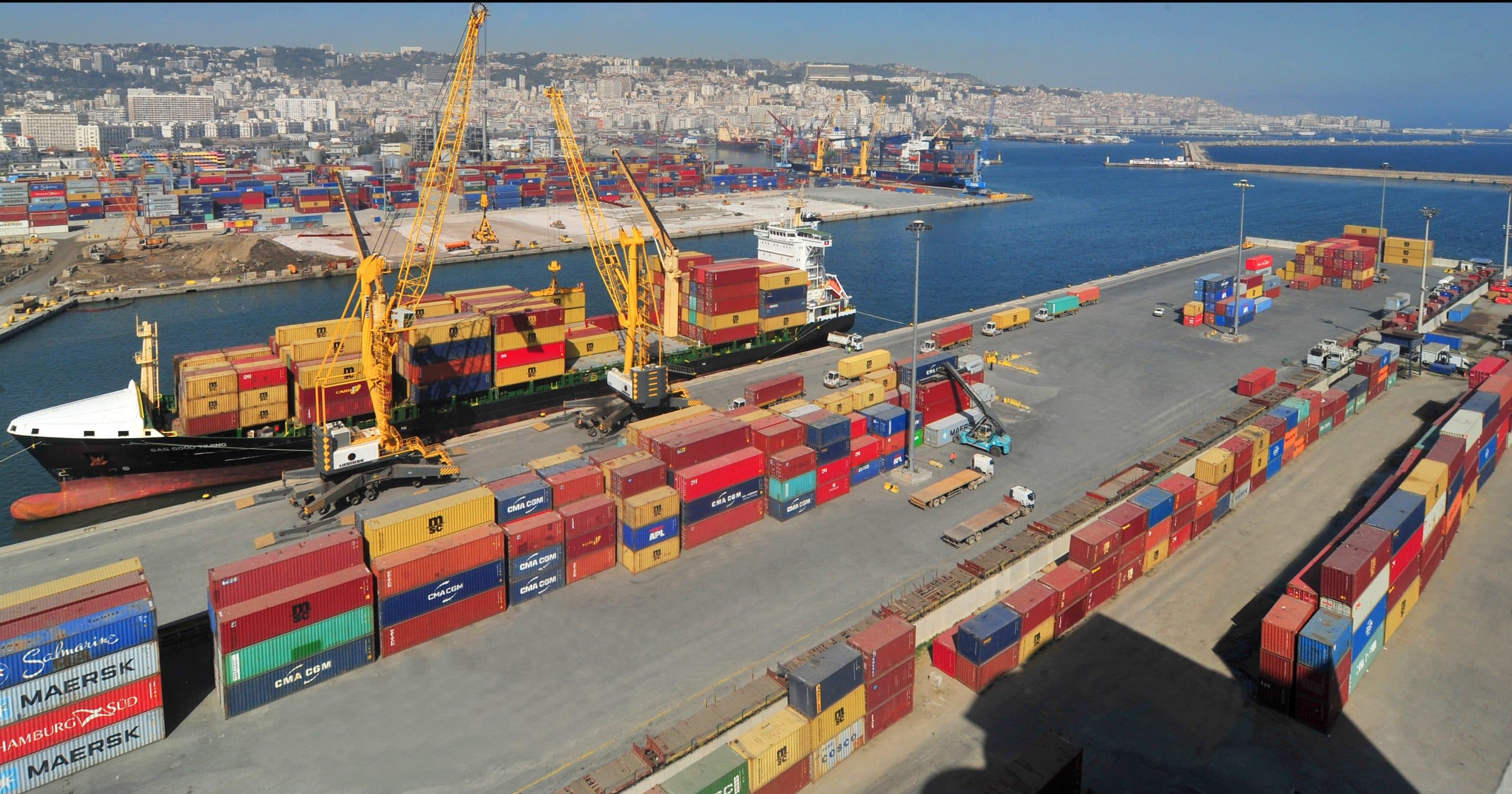 Algiers port with shipping containers